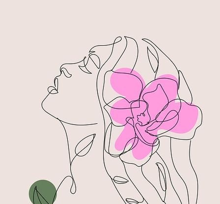 Zeichnung einer Frau mit langem Haar und einer Blüte im Haar, © BiancaVanDijk pixabay.com