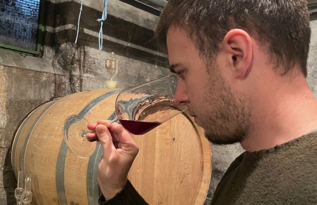 Jungwinzer Niklas Lang zur Vorstellung seiner Weine in der Vinothek AGORA., © Niklas Lang